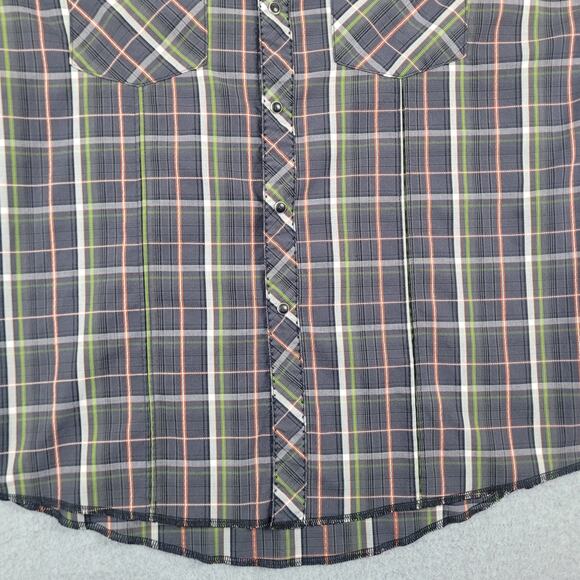 Wrangler Shirt Mens Size Large Plaid Button Down Black Pearl Snaps Long Sleeve - Picture 4 of 13